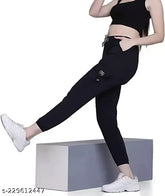 High waist cotton-lycra formal trousers for women, solid net, size 26-32